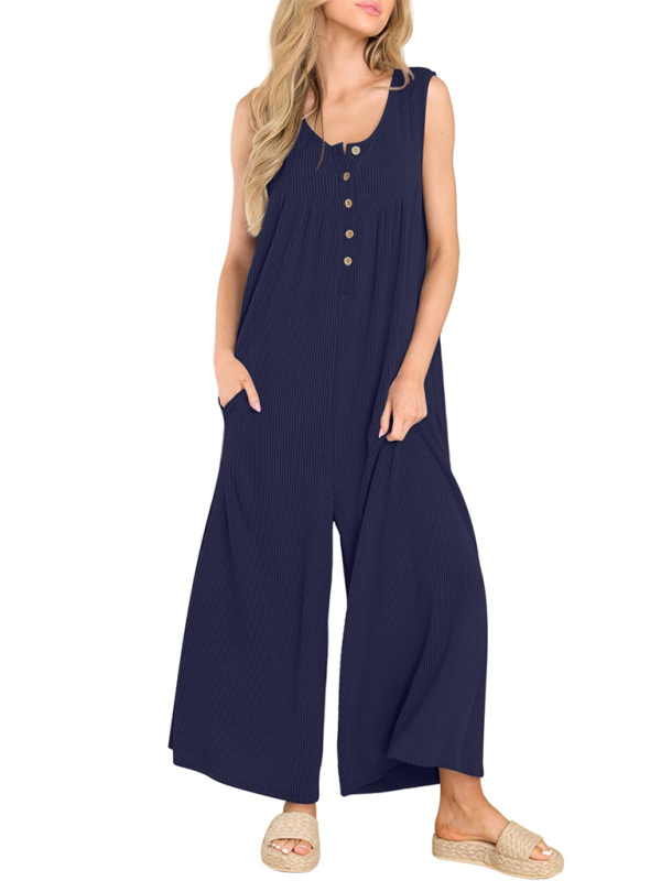 Lässiger Jumpsuit mit Taschenknöpfen für Damen