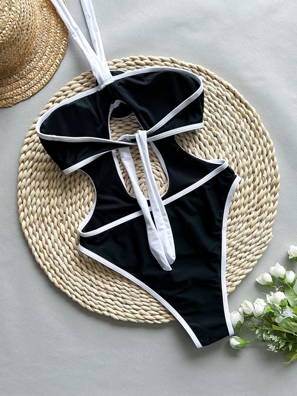 Neuer einteiliger Badeanzug mit 3D-Blumenmuster für Damen