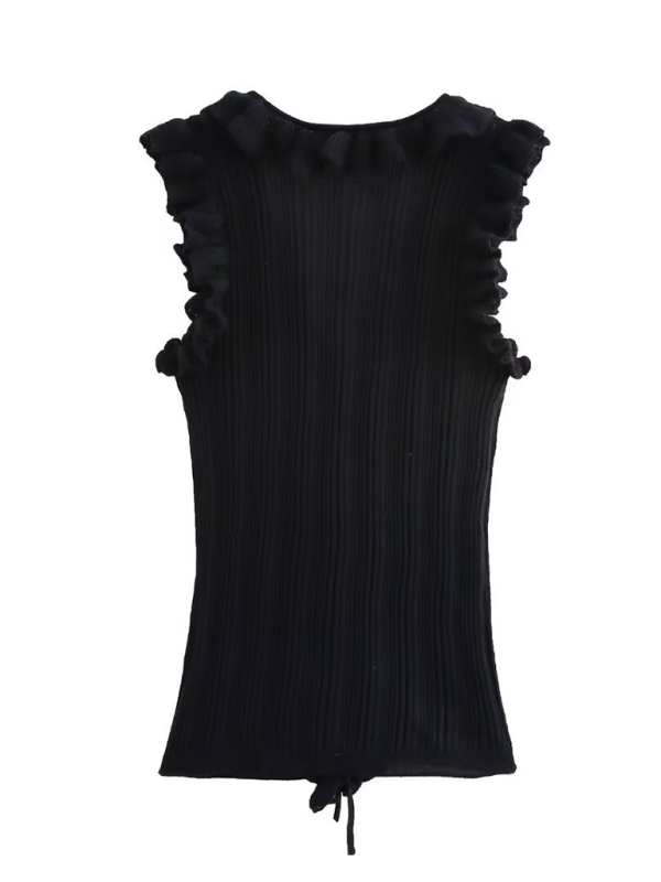 Pull sans manches à la mode avec gilet à volants 