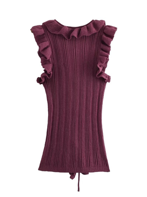 Pull sans manches à la mode avec gilet à volants 
