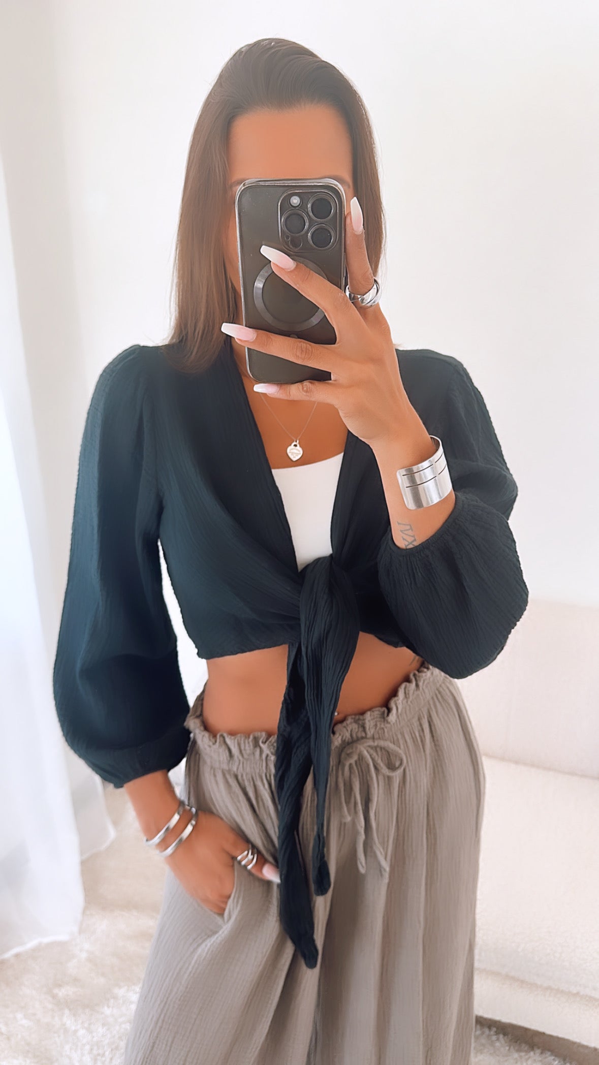 Crop Bolero Bluse / schwarz Art. 4811