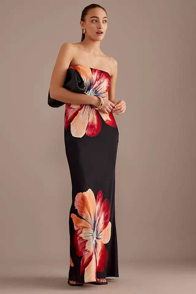 Trägerloses Maxikleid „Janice“ mit Blumendruck