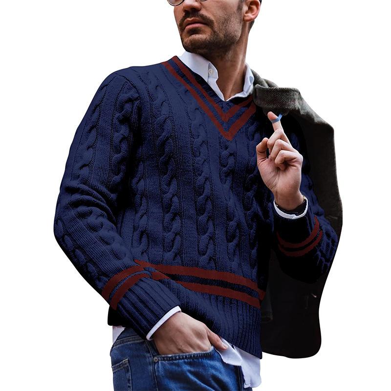 IGOR - Pull rayé en maille colorblock à col V pour homme