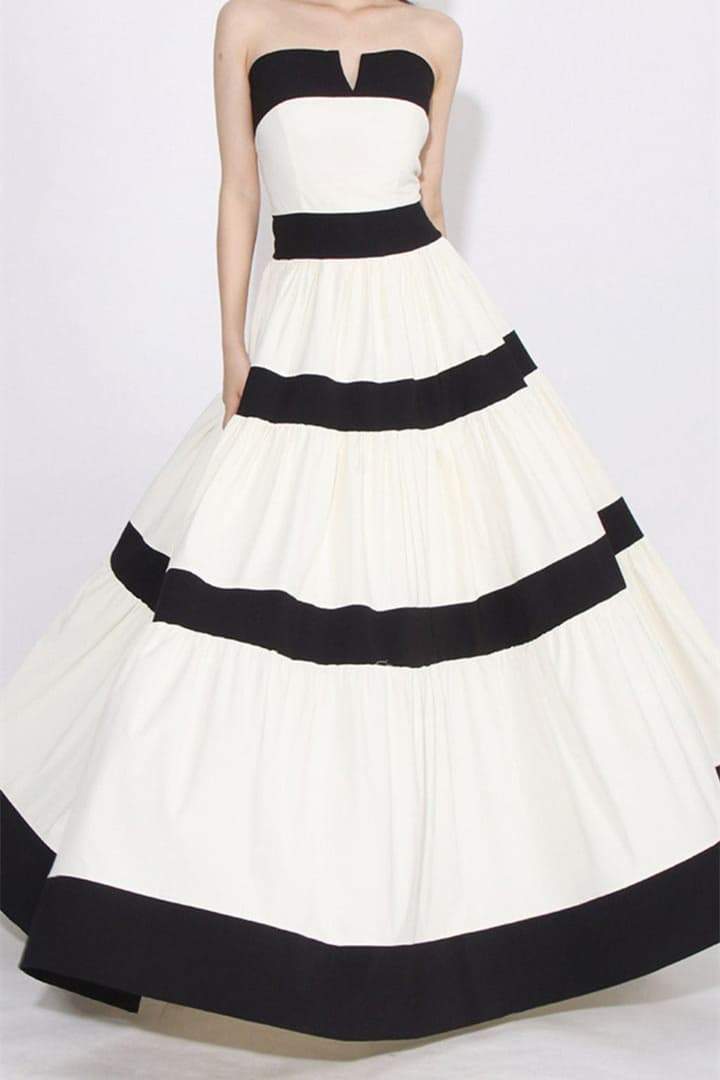 Karen Maxikleid mit Schleife und Farbblockdesign