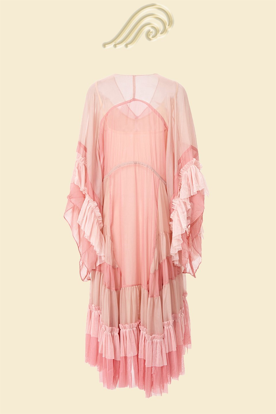 Katie – Midi-Maxikleid aus Netzstoff mit Farbverlauf in Rosa