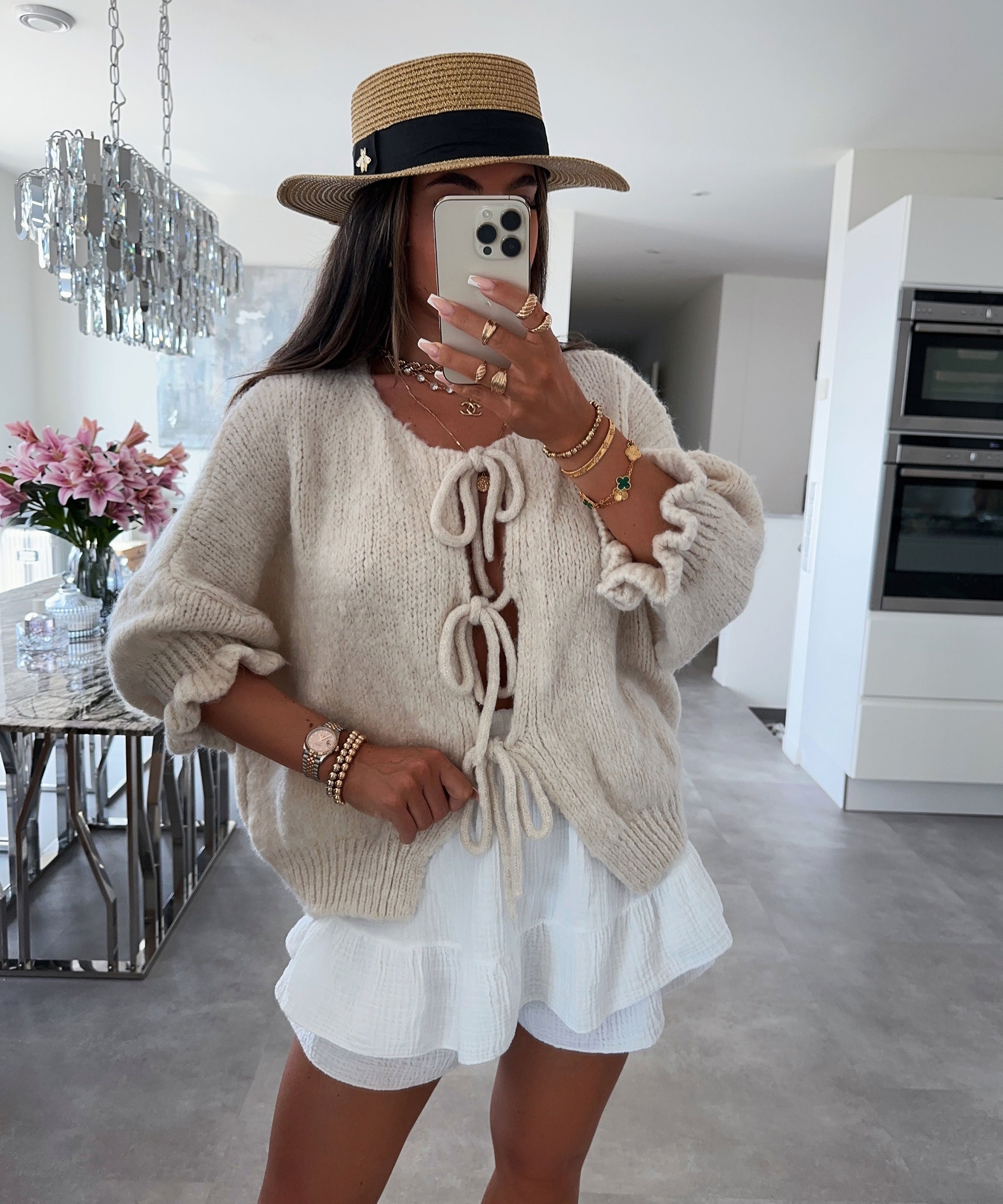 Schleife Fia Dreiviertel Beige