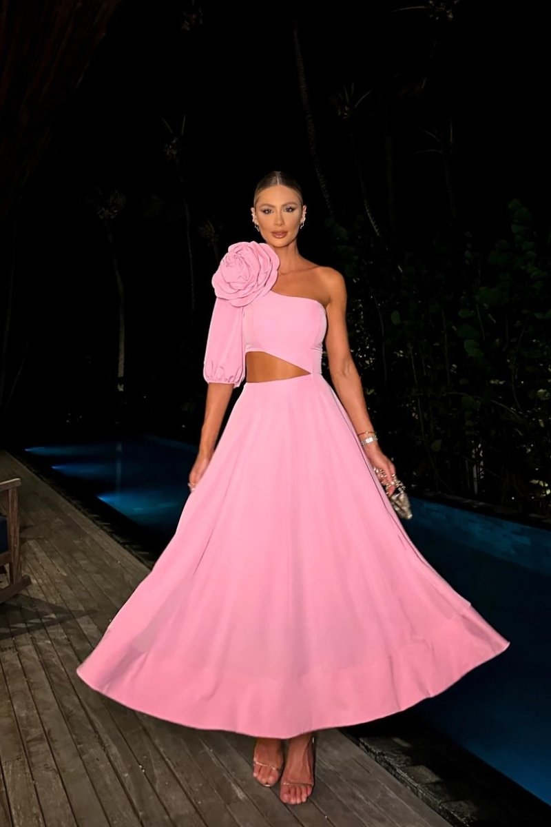 Lea – Midikleid mit Blumen-Cut-out