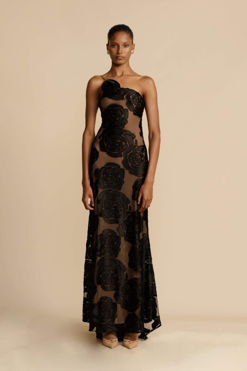 Lindsay – Einschultriges Maxikleid mit Blumenmuster