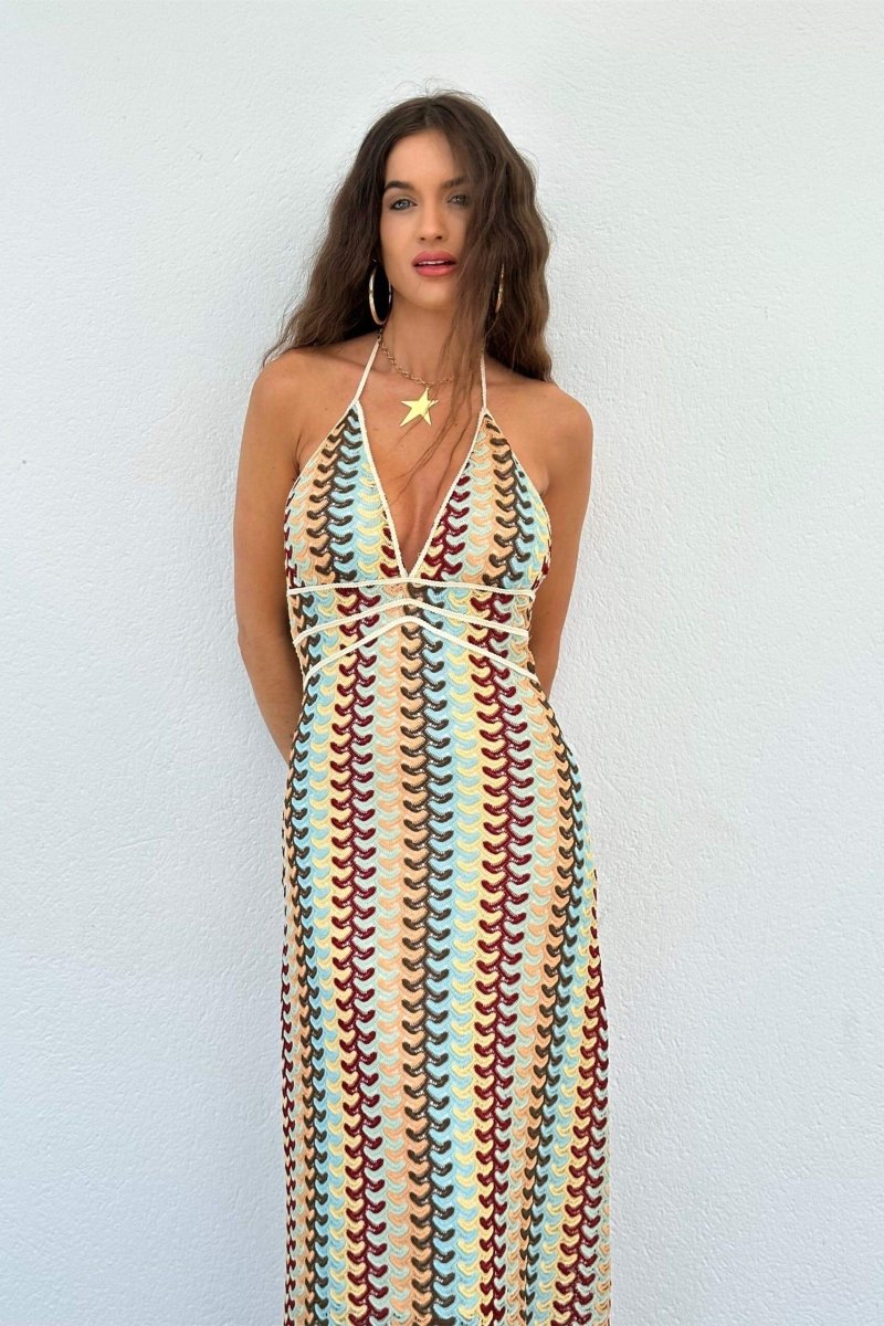 Lydia Neckholder-Maxikleid aus Häkelstoff