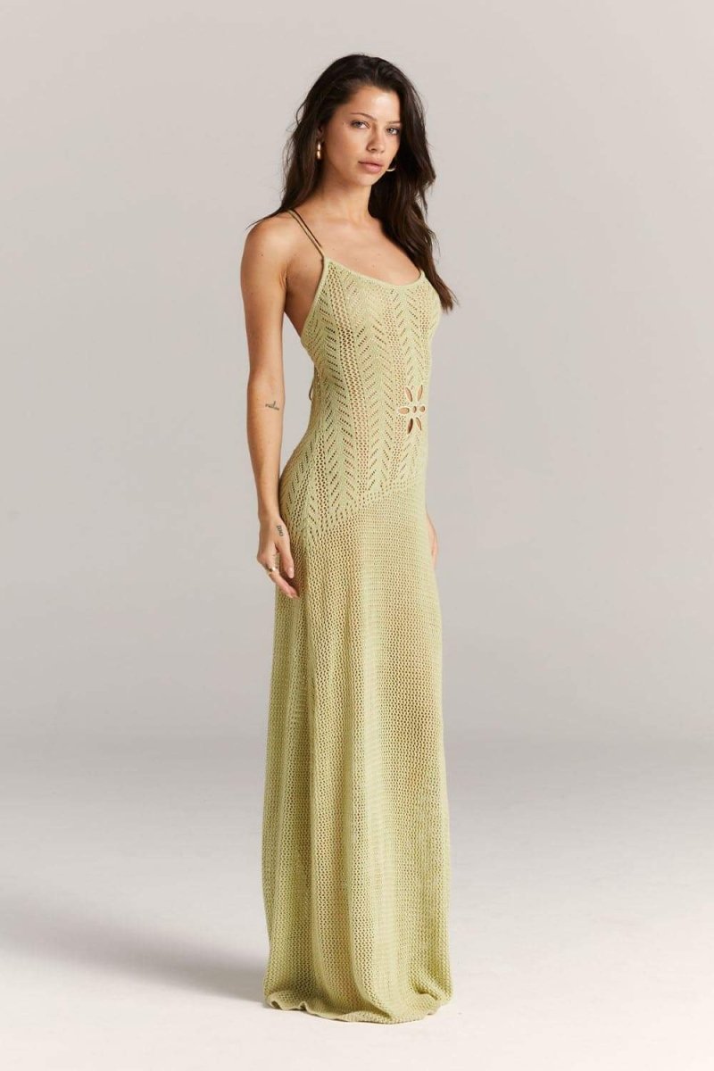 Marjorie – Gehäkeltes Maxikleid mit Blumen-Cut-Out