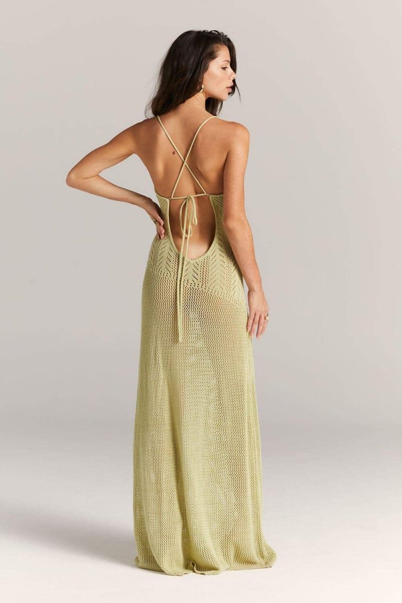 Marjorie – Gehäkeltes Maxikleid mit Blumen-Cut-Out