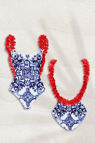 Ensemble de bain deux pièces « Martha » avec imprimé et volants