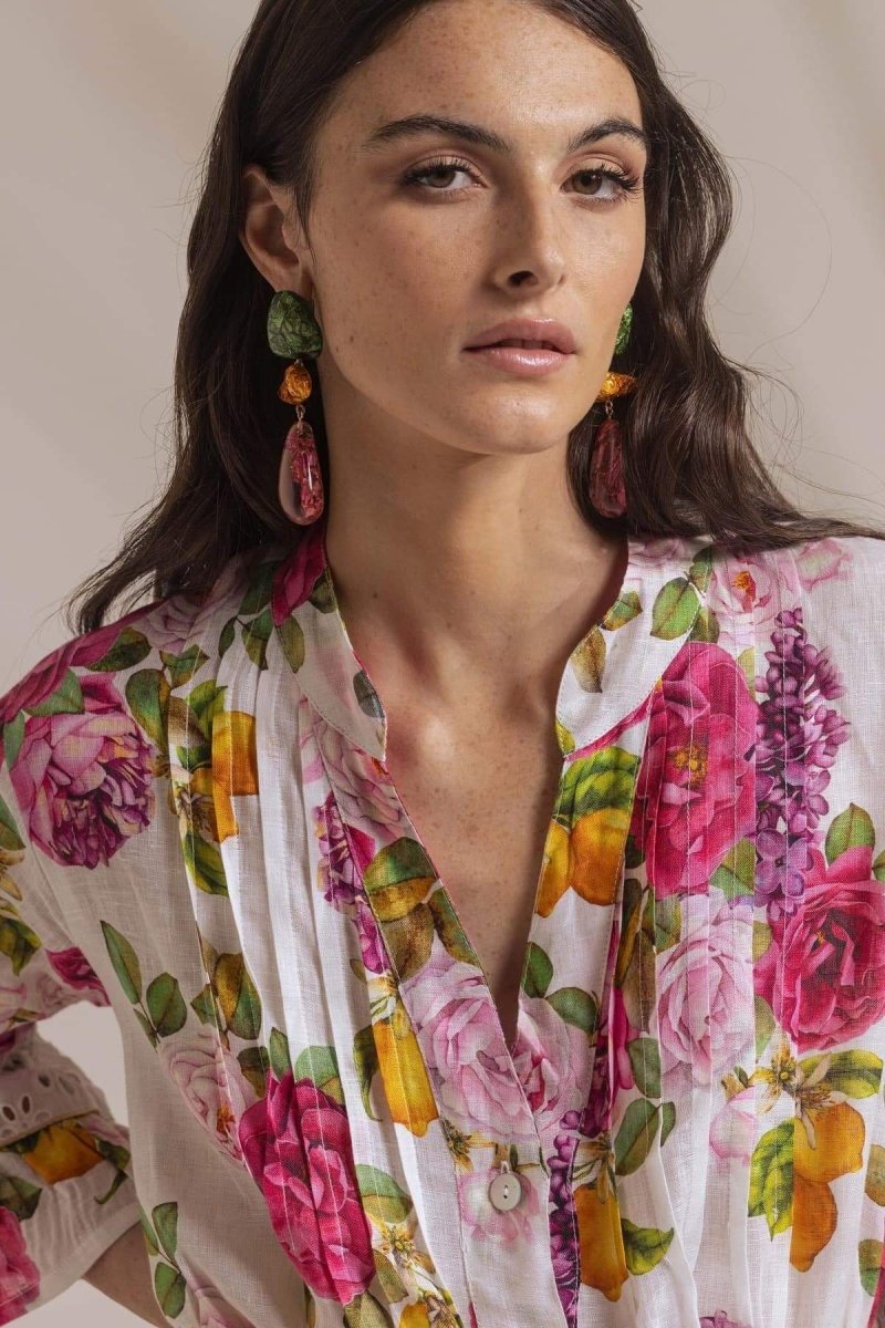Melissa – Bedrucktes Minikleid mit Rüschen und Spitzenbesatz