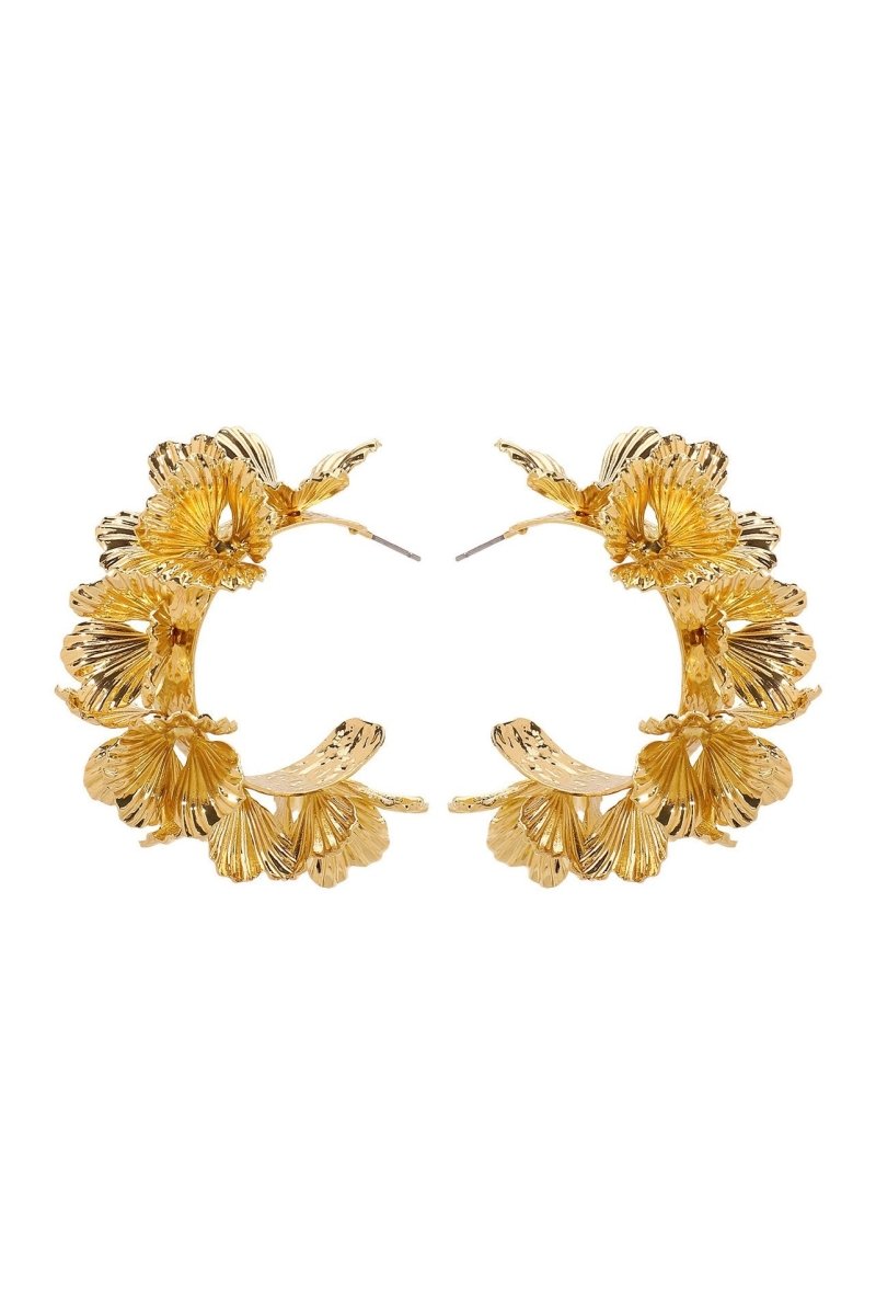 Boucles d'oreilles florales superposées en forme de C