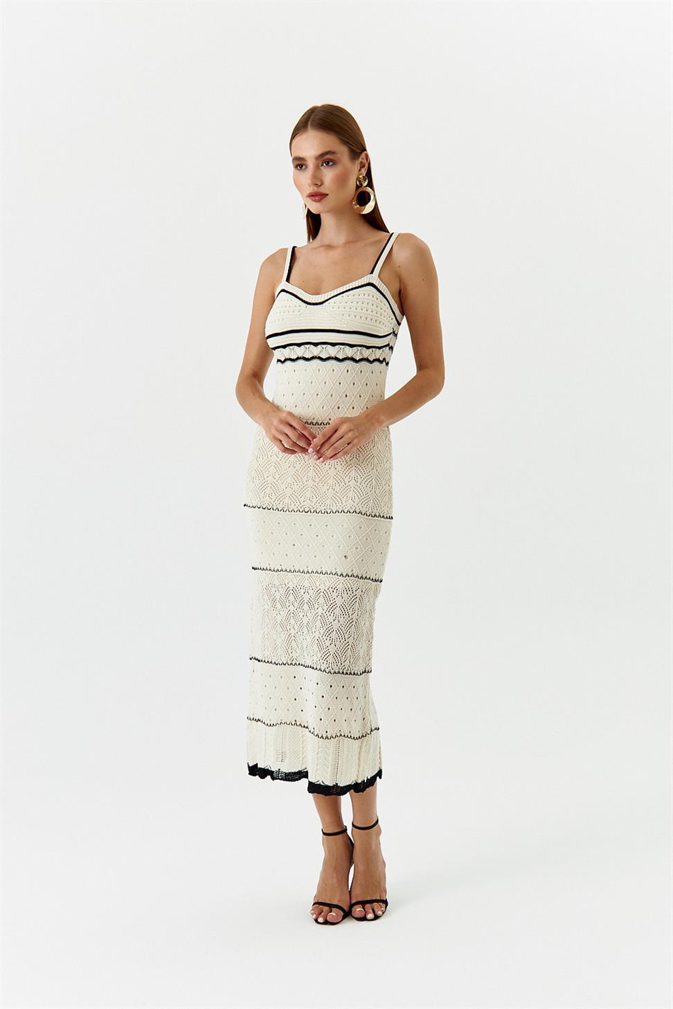 Nan Maxi-Unterkleid mit Kontrast-Häkelmuster