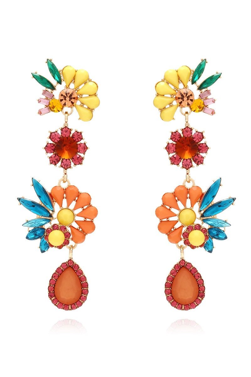Neil - Boucles d'oreilles pendantes en acrylique avec motif floral
