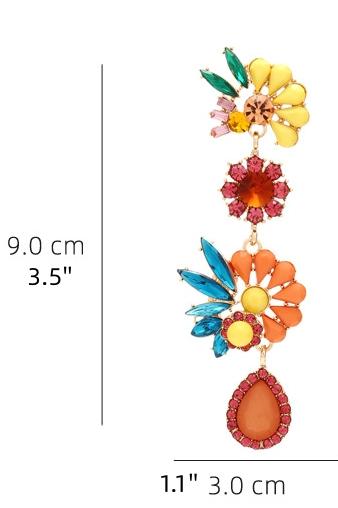 Neil - Boucles d'oreilles pendantes en acrylique avec motif floral