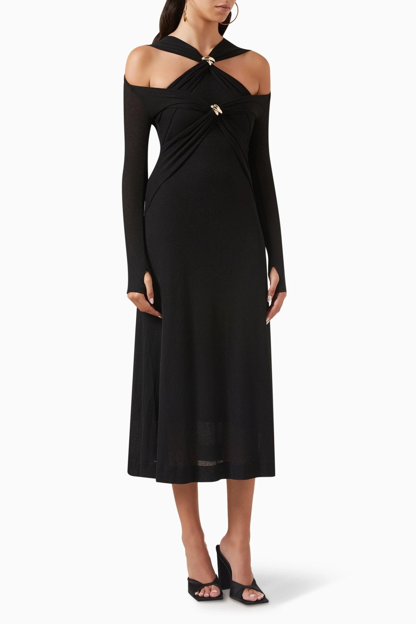 Nita Midi-Strickkleid mit Cut-outs und überkreuztem Oberteil