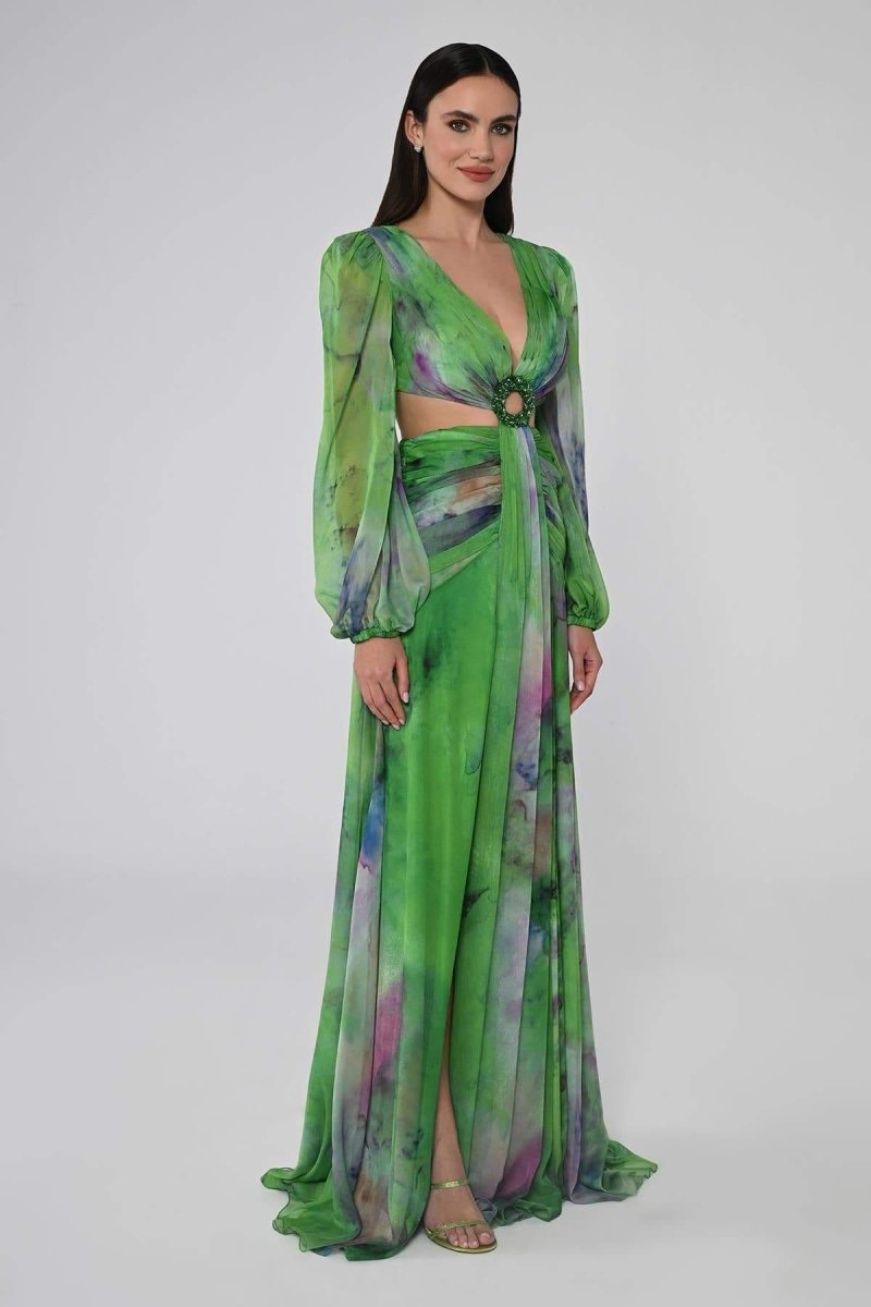 Novia Maxikleid mit V-Ausschnitt und doppelten Schlitzen