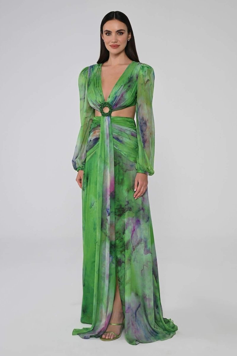 Novia Maxikleid mit V-Ausschnitt und doppelten Schlitzen