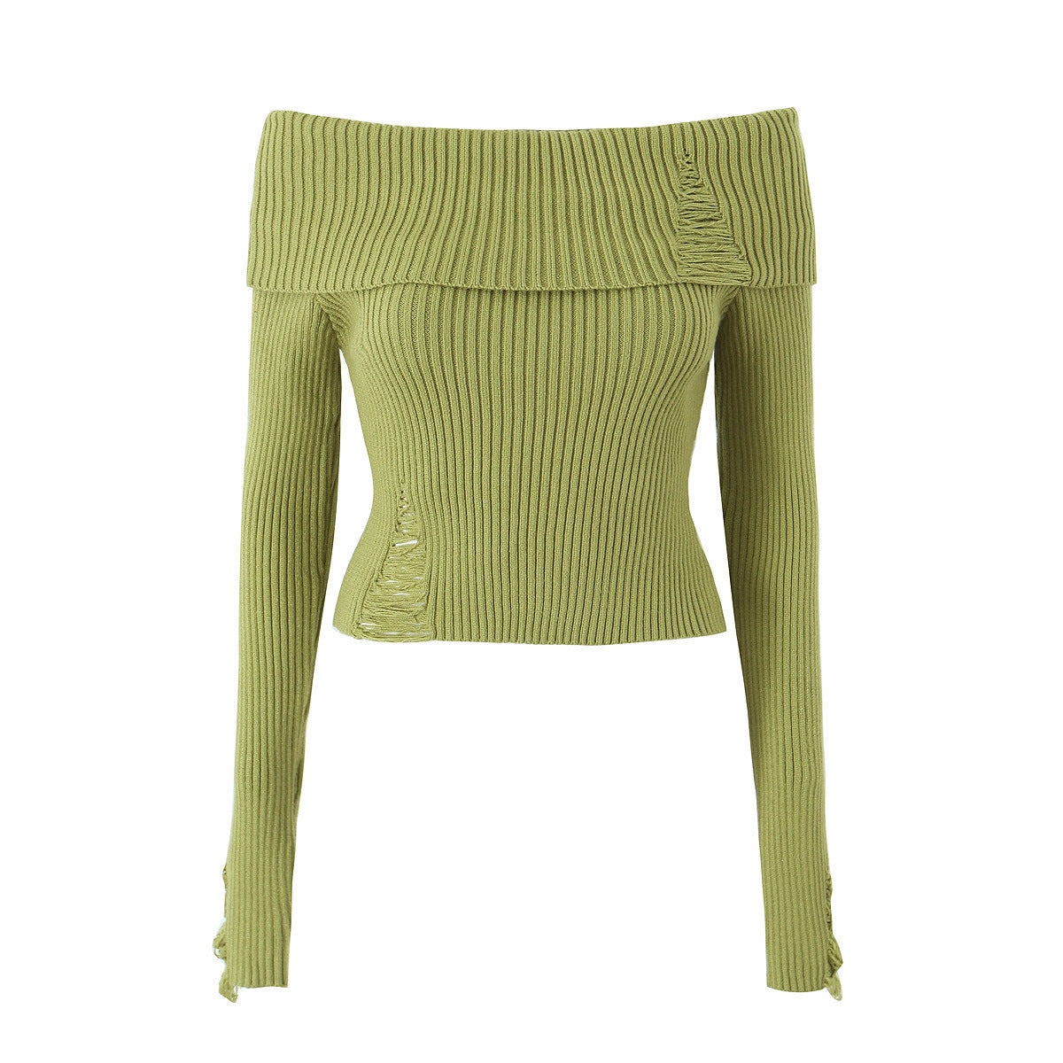 Damen Rippstrick Schulterfreies Slim Fit Crop Top