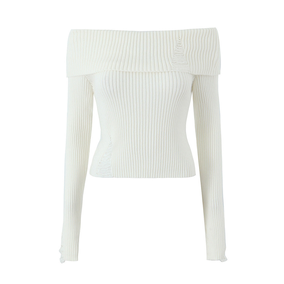 Damen Rippstrick Schulterfreies Slim Fit Crop Top