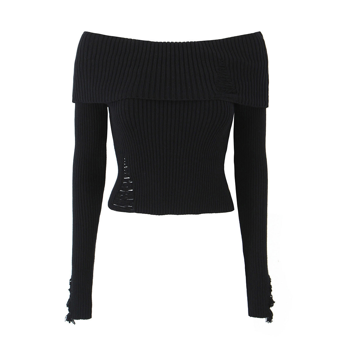 Damen Rippstrick Schulterfreies Slim Fit Crop Top