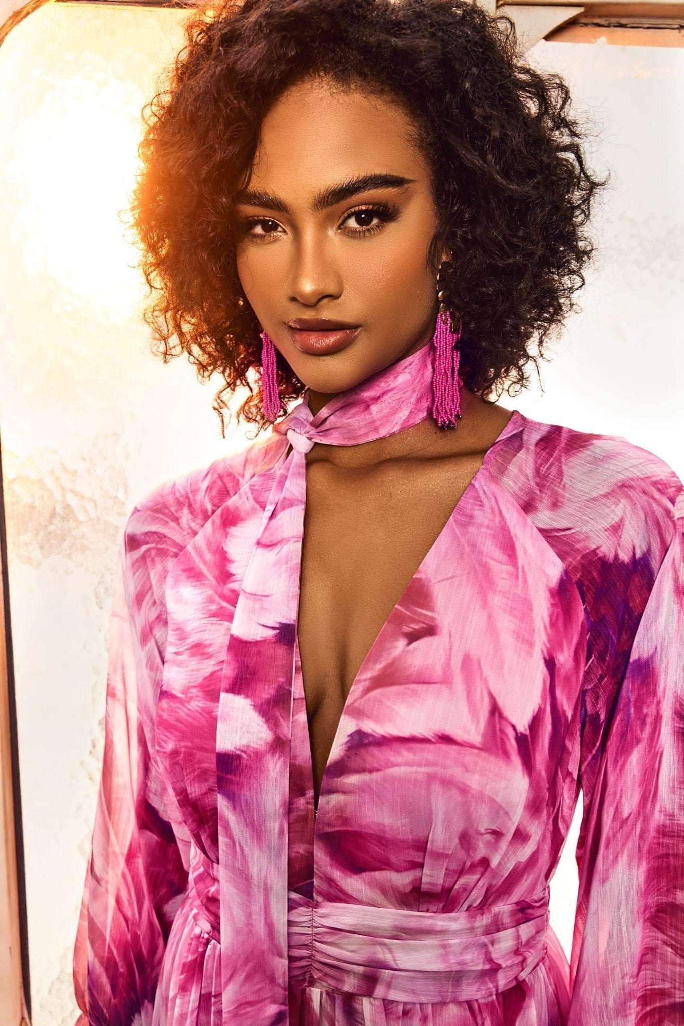 Boucles d'oreilles à pompon en perles de feuilles de palmier