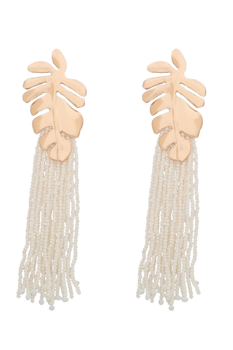 Boucles d'oreilles à pompon en perles de feuilles de palmier