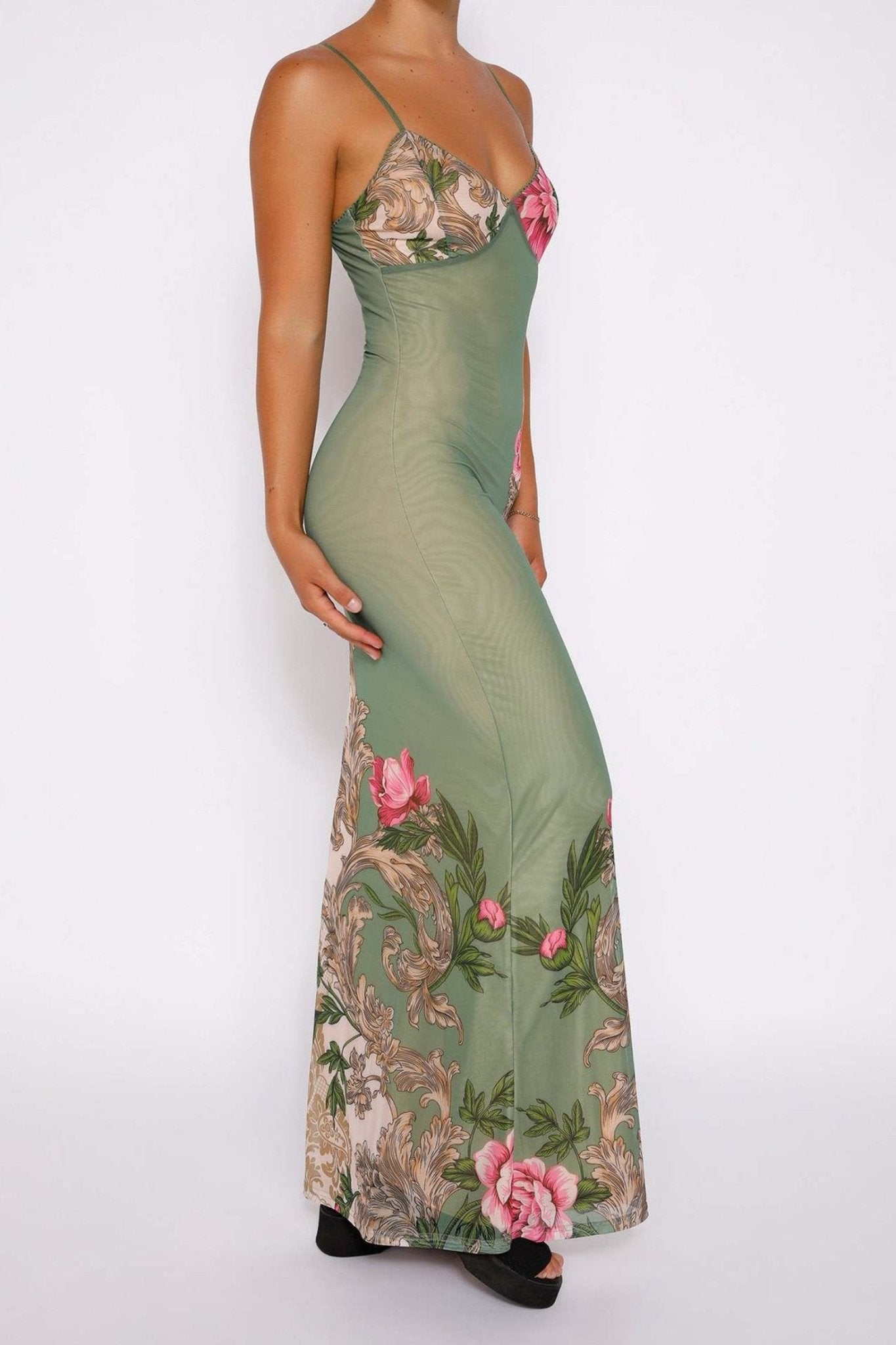 Bedrucktes, figurbetontes Maxi-Unterkleid „Patti“