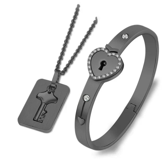 Lock & Key - Halskette für Ihn und Armband für Sie