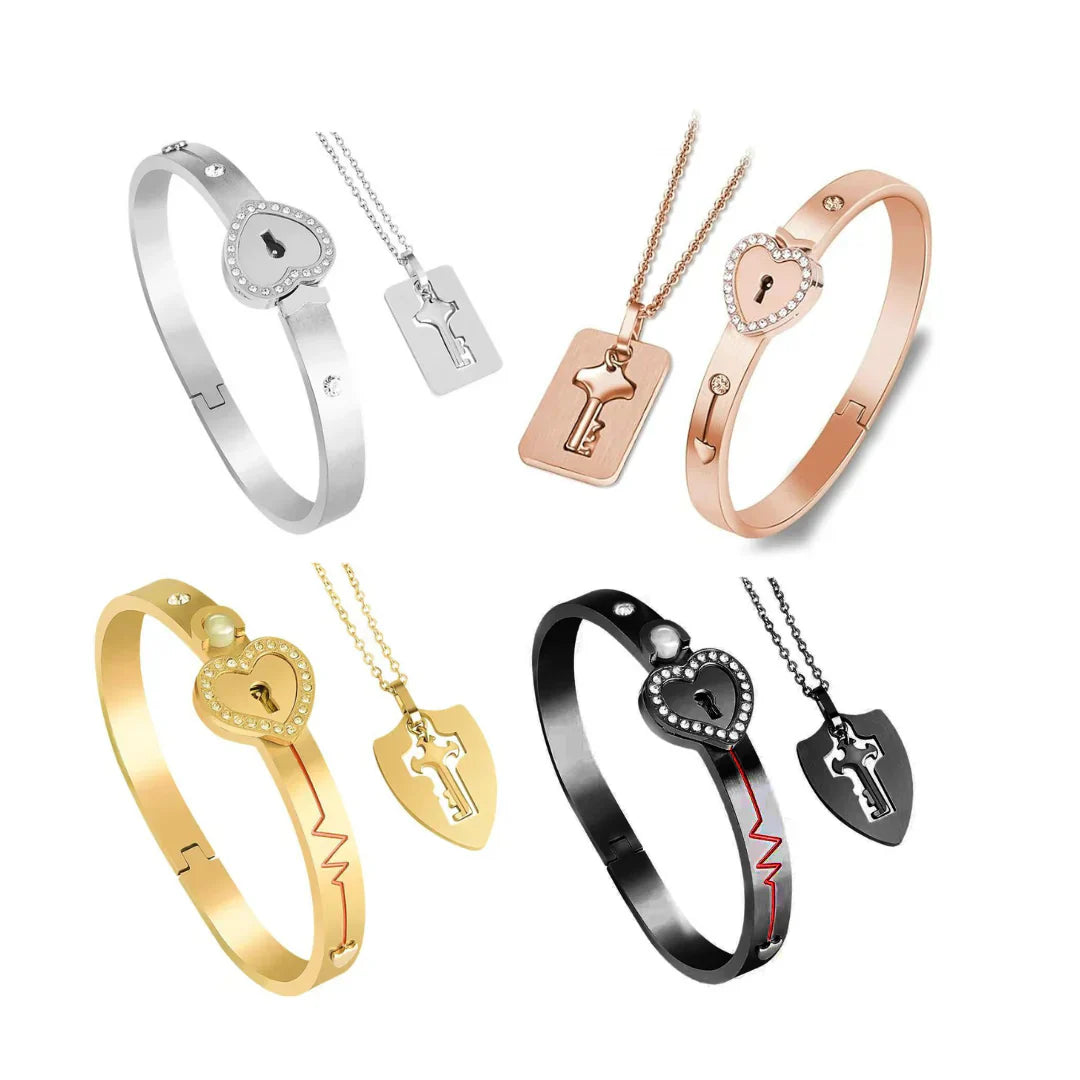 Lock & Key - Halskette für Ihn und Armband für Sie