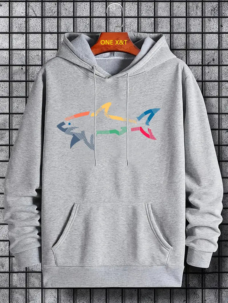 Brian – Sweat à capuche décontracté à motif requin pour homme