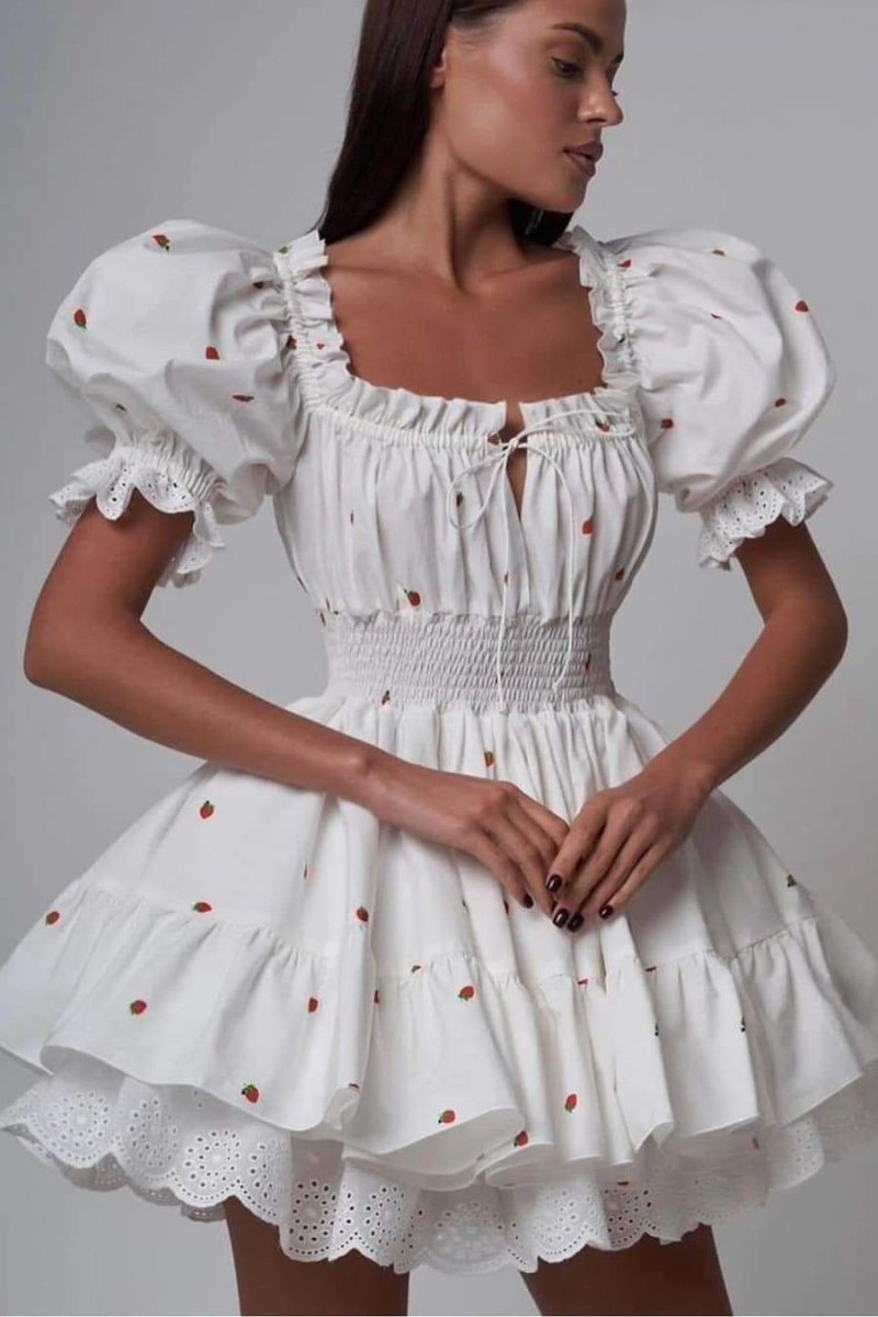 Rebecca – Bedrucktes Minikleid mit Puffärmeln