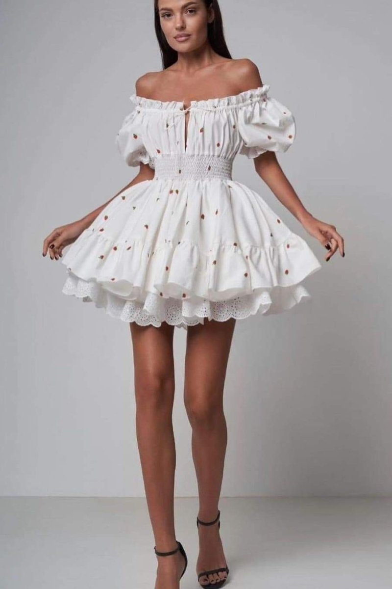 Rebecca – Bedrucktes Minikleid mit Puffärmeln