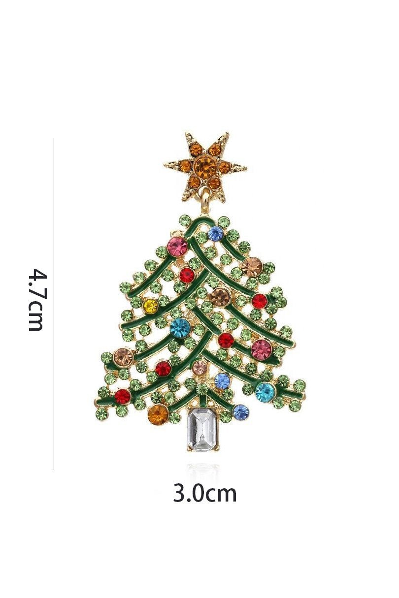 Boucles d'oreilles avec pendentif sapin de Noël et strass