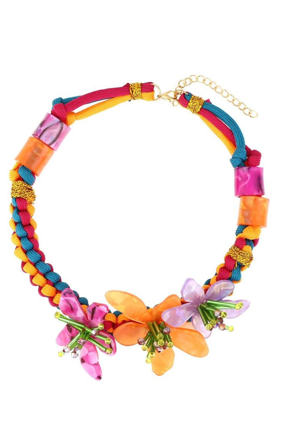 Collier Riva avec fleurs en acrylique tissées