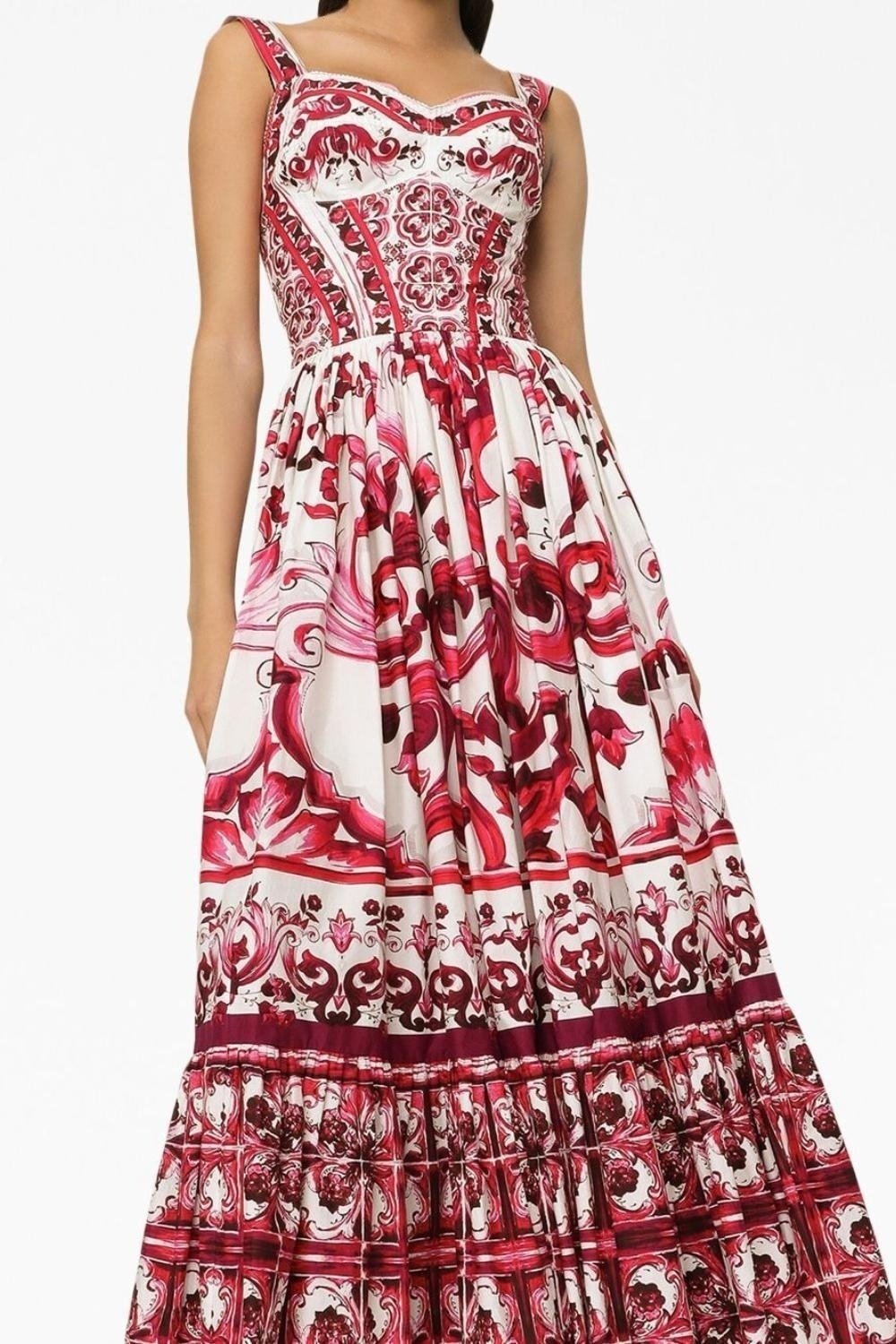 Sibyl – Bedrucktes Maxikleid mit gerafften Trägern