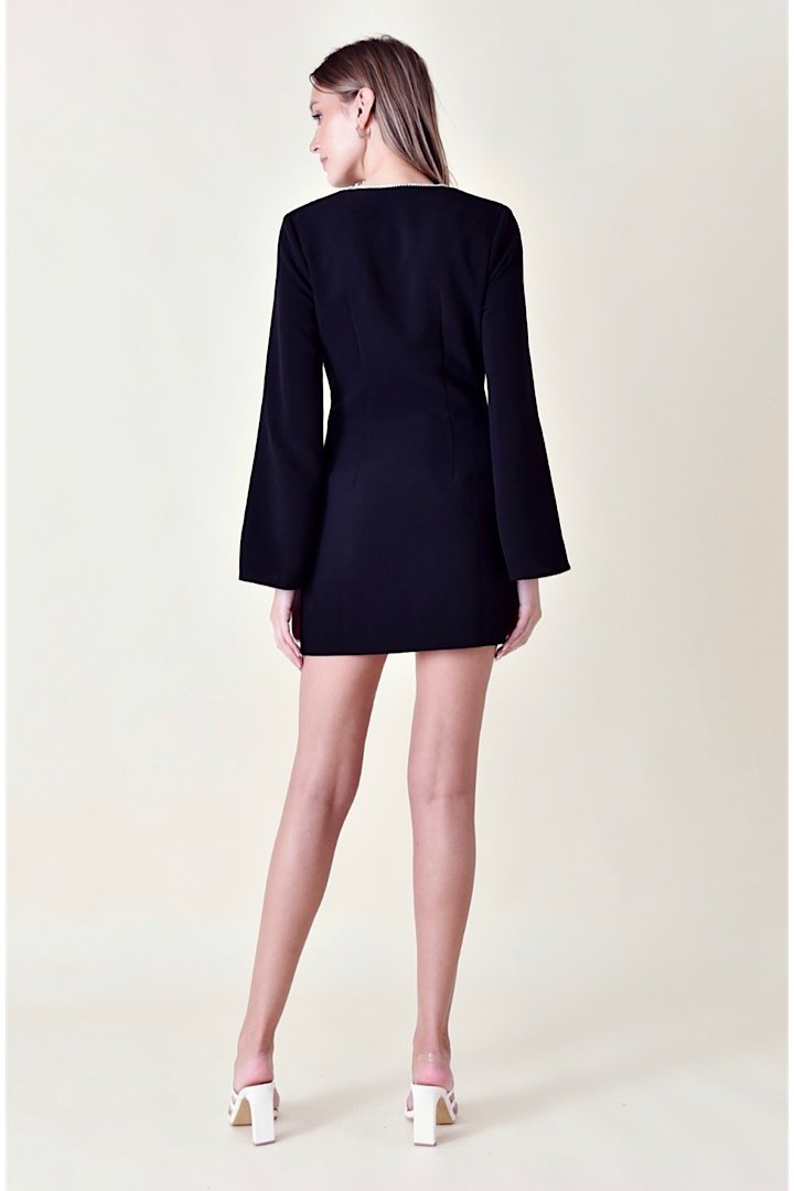 Thera Minikleid mit V-Ausschnitt und Strasssteinen