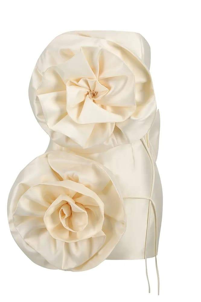 Trägerloses Minikleid mit Venusblumen-Print