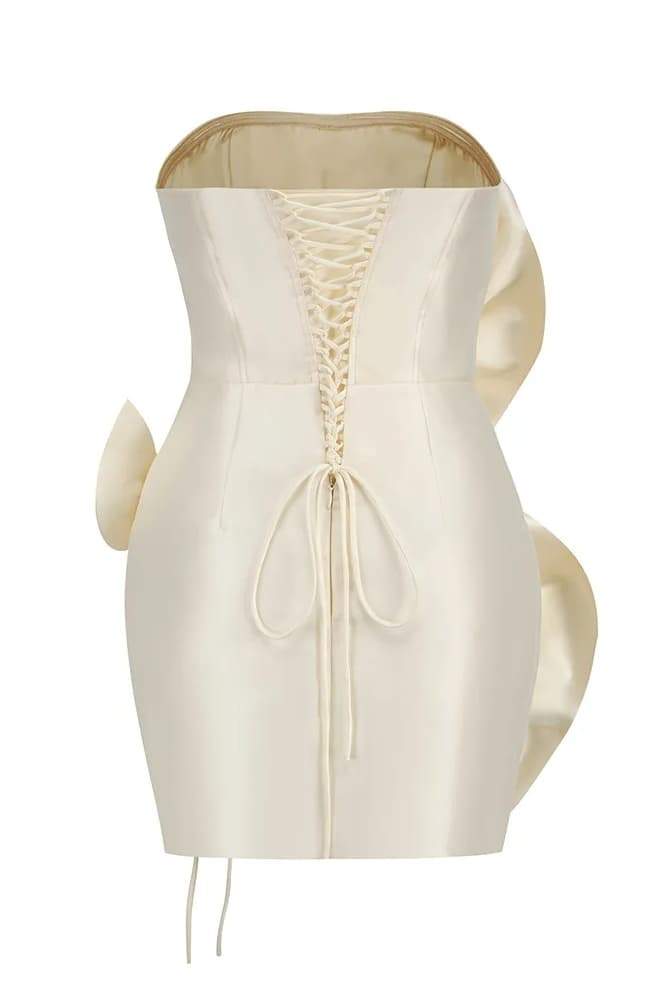 Trägerloses Minikleid mit Venusblumen-Print