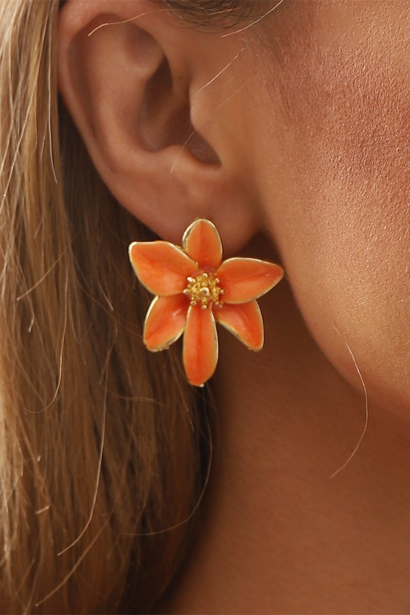 Boucles d'oreilles vintage en émail avec fleurs