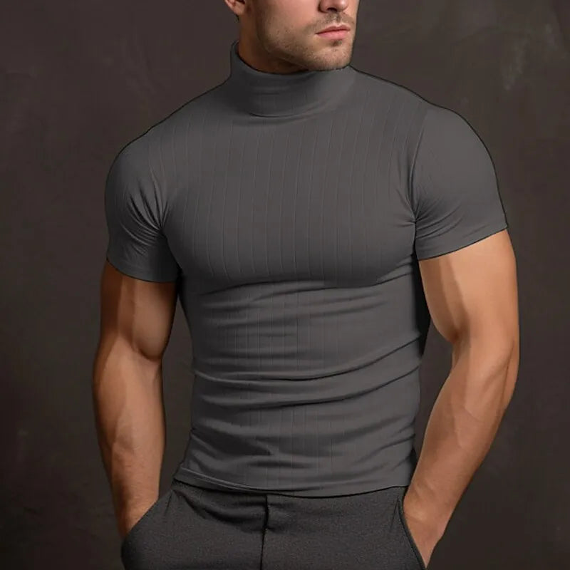 Alban - T-shirt uni col roulé homme
